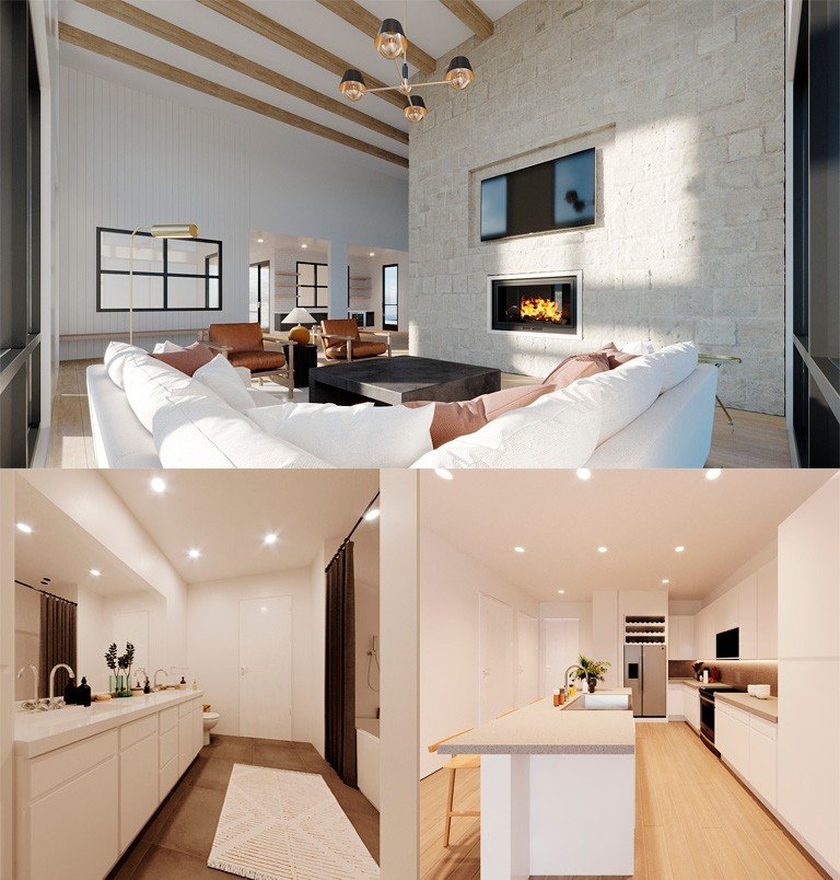 Render 3D — interiores hiperrealistas