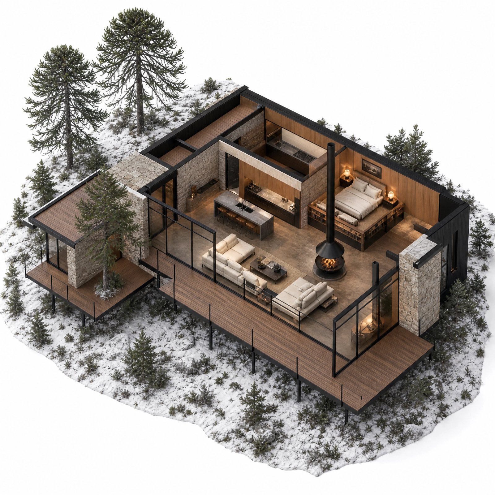 Cabañas — plano 3D
